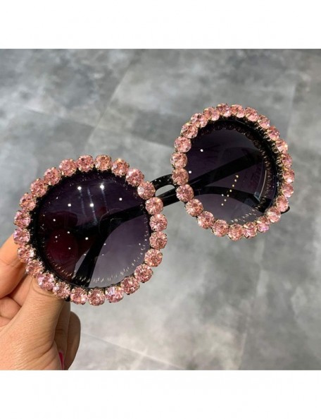 Oversized Fashion Luxury Round Sunglasses Women Vintage Oversized Rhinestone Sun Glasses Men Eyewear Oculos De Sol UV400 - C7...