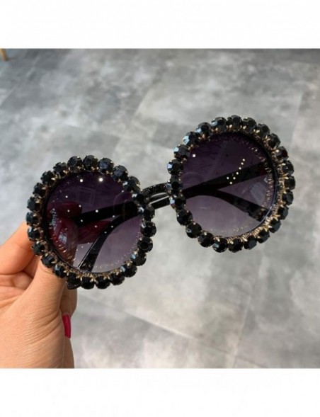 Oversized Fashion Luxury Round Sunglasses Women Vintage Oversized Rhinestone Sun Glasses Men Eyewear Oculos De Sol UV400 - C7...