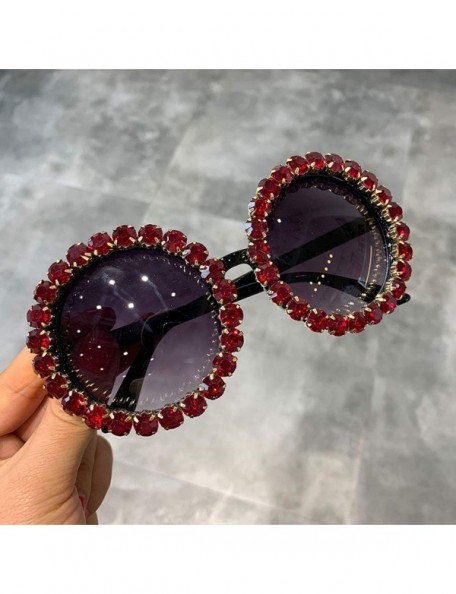 Oversized Fashion Luxury Round Sunglasses Women Vintage Oversized Rhinestone Sun Glasses Men Eyewear Oculos De Sol UV400 - C7...