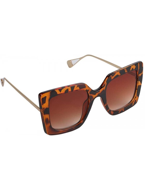 Oversized Image Lasbs Women's Oversize Designer Square Sunglasses IL1038 - Tortoise/ Brown - C218YAE8EQK $12.86