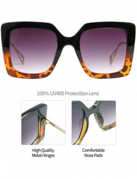 Oversized Image Lasbs Women's Oversize Designer Square Sunglasses IL1038 - Tortoise/ Brown - C218YAE8EQK $12.86