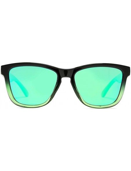 Square Polarized Sunglasses for Women Men- Classic Vintage Square Sun Glasses - A2 Black Frame/Green Mirrored Lens - CL199UMM...