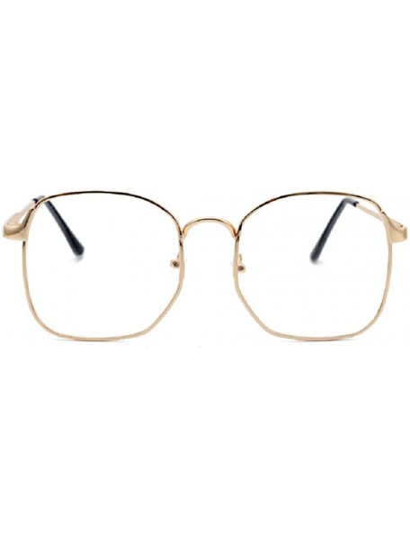 Aviator Wire Frame Nerd Bookworm Oversized Square Aviator Eyeglasses - Gold - CO1889C9KCH $13.01