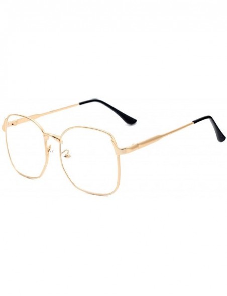 Aviator Wire Frame Nerd Bookworm Oversized Square Aviator Eyeglasses - Gold - CO1889C9KCH $13.01