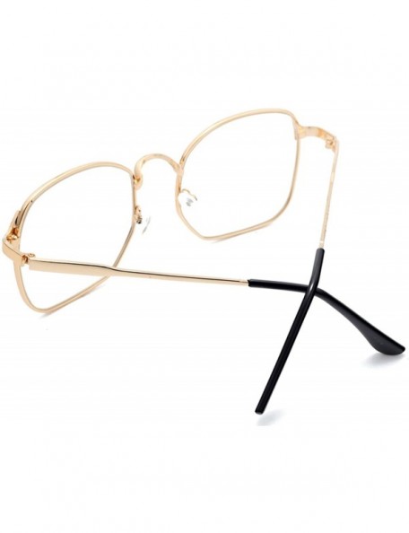 Aviator Wire Frame Nerd Bookworm Oversized Square Aviator Eyeglasses - Gold - CO1889C9KCH $13.01