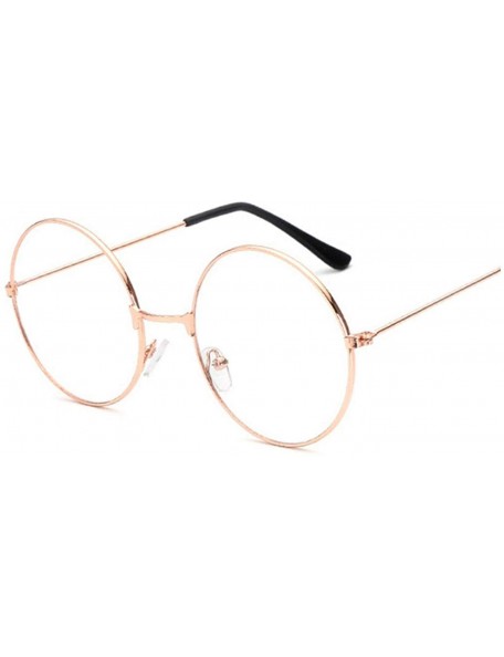 Round Vintage Women Popular Round Metal Clear Lens Glasses Frame Trendy Nerd Anti-radiation Spectacles Eyeglass - Gold - CS19...