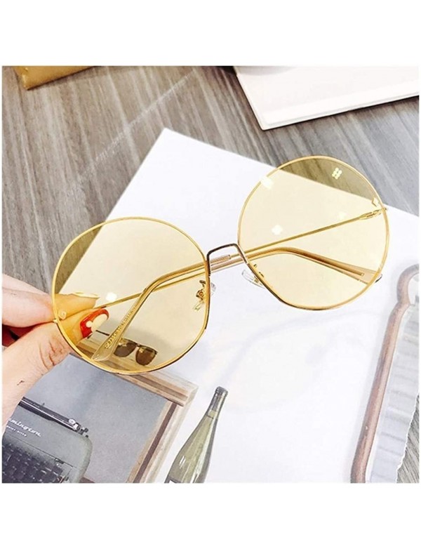 Rimless Big Round Sunglasses for Women Rimless Alloy Frame Oversized Sun Glasses Shades UV400 - Yellow - CN1906DGS84 $18.33