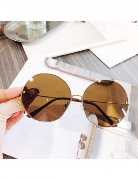 Rimless Big Round Sunglasses for Women Rimless Alloy Frame Oversized Sun Glasses Shades UV400 - Yellow - CN1906DGS84 $18.33