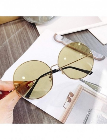 Rimless Big Round Sunglasses for Women Rimless Alloy Frame Oversized Sun Glasses Shades UV400 - Yellow - CN1906DGS84 $18.33