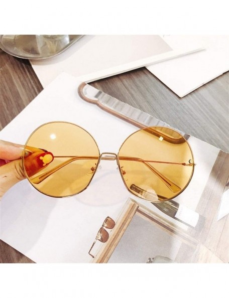 Rimless Big Round Sunglasses for Women Rimless Alloy Frame Oversized Sun Glasses Shades UV400 - Yellow - CN1906DGS84 $18.33