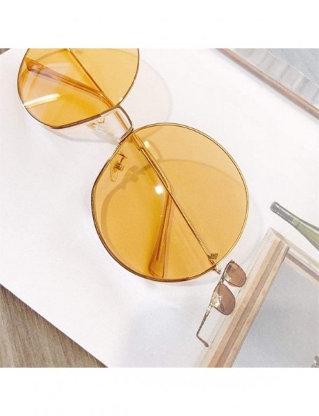 Rimless Big Round Sunglasses for Women Rimless Alloy Frame Oversized Sun Glasses Shades UV400 - Yellow - CN1906DGS84 $18.33