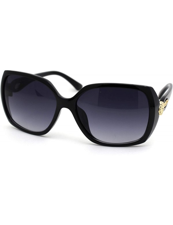 Oversized Womens Fashion Luxury Oversize Diva Plastic Butterfly Sunglasses - Black Gold Smoke - CG18XLCIOW8 $11.52