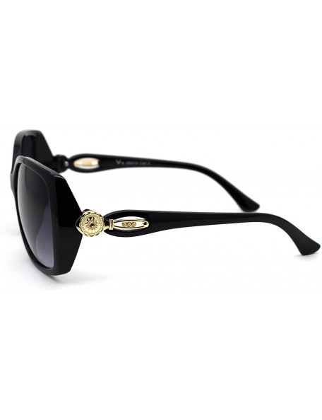 Oversized Womens Fashion Luxury Oversize Diva Plastic Butterfly Sunglasses - Black Gold Smoke - CG18XLCIOW8 $11.52