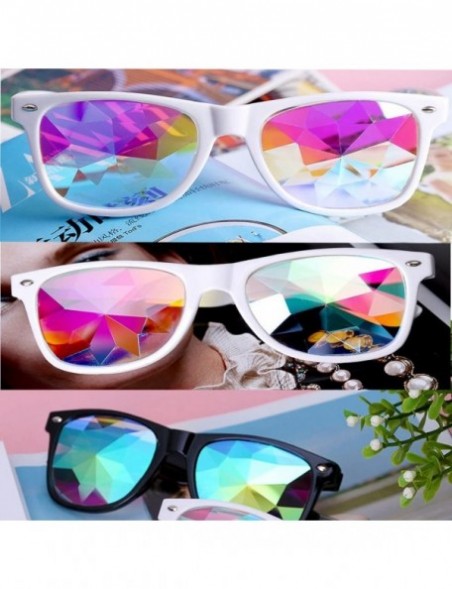 Round Festivals Kaleidoscope Glasses for Raves - Goggles Rainbow Prism Diffraction Crystal Lenses - CK18C3X2LIM $15.74