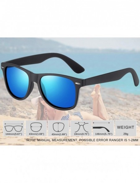 Square Classic Retro Square Polarized Sunglasses Fashion for Driving Fishing - Matte Black + Matte Blue - CY196D6CZ0H $13.47