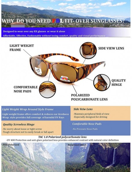 Wrap Unisex Large Polarized Fit Over Glasses Sunglasses with Side View P010 - Brown/Brown - CG189GSN3O7 $11.65