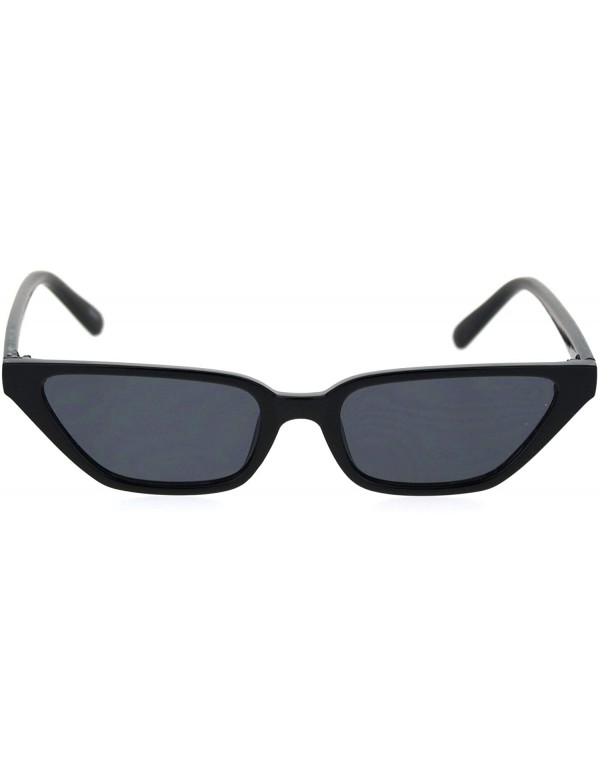 Cat Eye Womens Retro Narrow Squared Cat Eye Plastic Mod Sunglasses - All Black - CN18RQRI0IL $8.40