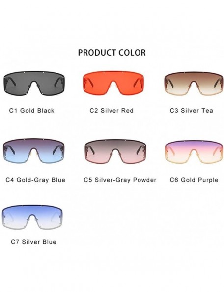 Square 2020 Women Sunglasses Oversize Square Sunglasses Brand Designer New Fashion Eyewear - C2 Silver Red - CG198U7QTSQ $8.28