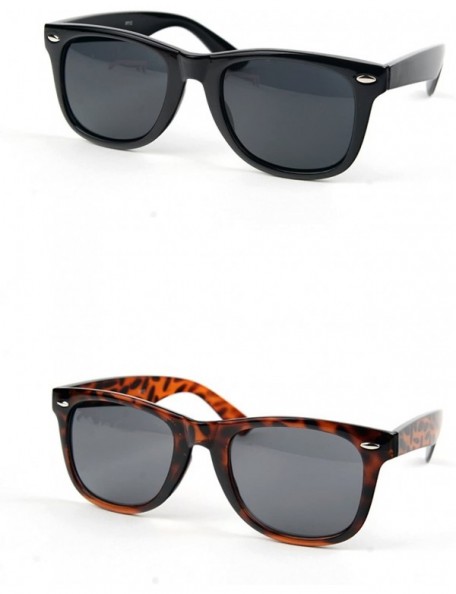 Wayfarer Colorful Fashion Wayfarer Vintage Retro Style Sunglasses P712 (Mid-Small Size) - 2 Pcs Black & Darktortoise-smoke - ...