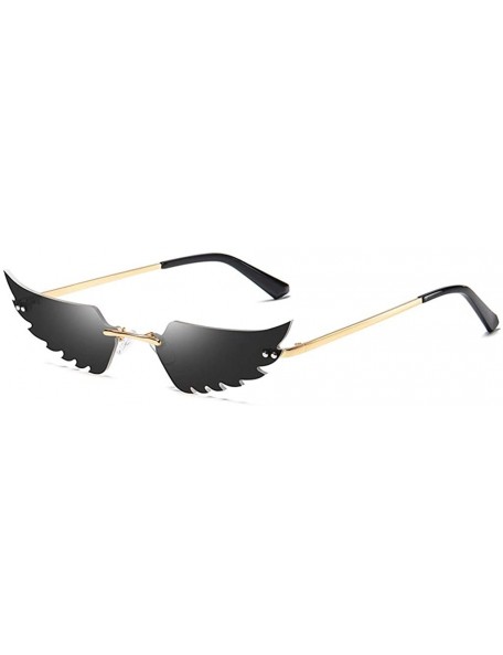 Goggle Fashion Retro Wings Shaped Sunglasses Frameless Polarized Sunglasses UV400 Summer Sunglasses for Women Men - CM190LQMN...