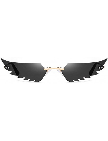 Goggle Fashion Retro Wings Shaped Sunglasses Frameless Polarized Sunglasses UV400 Summer Sunglasses for Women Men - CM190LQMN...