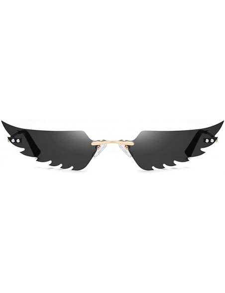 Goggle Fashion Retro Wings Shaped Sunglasses Frameless Polarized Sunglasses UV400 Summer Sunglasses for Women Men - CM190LQMN...