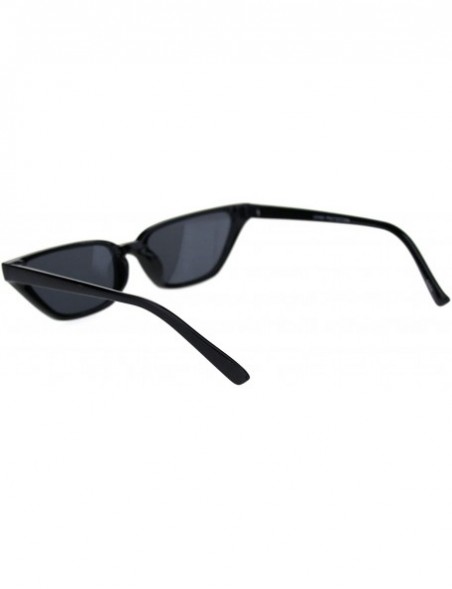 Cat Eye Womens Retro Narrow Squared Cat Eye Plastic Mod Sunglasses - All Black - CN18RQRI0IL $8.40