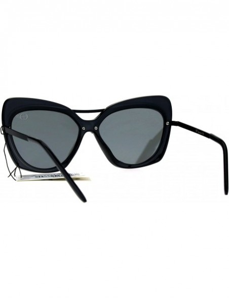 Cat Eye Womens Retro Unique Bat Shape Double Rim Cat Eye Sunglasses - All Black - CM17YYTU8L9 $13.14