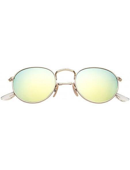 Aviator Classic Retro Metal Frame Round Circle Mirrored Sunglasses Men Women Glasses 3447 - Yellow Green Glass - CI12JPLNKW1 ...