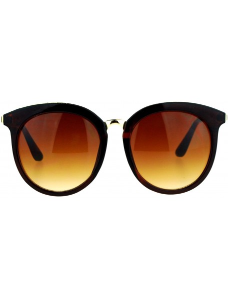 Oversized Womens Oversize Round Horn Rim Retro Sunglasses - Brown - CO12ITP9NON $9.30