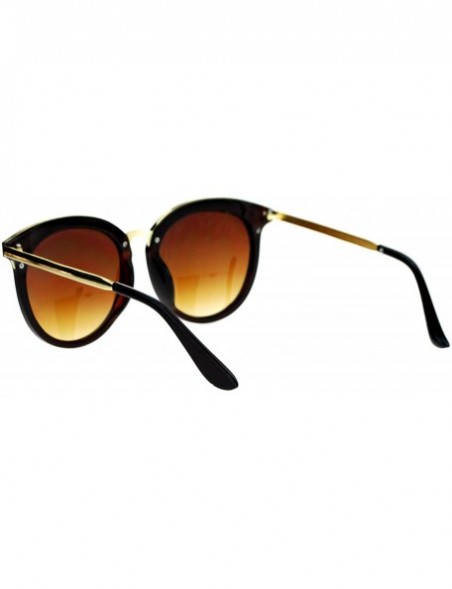 Oversized Womens Oversize Round Horn Rim Retro Sunglasses - Brown - CO12ITP9NON $9.30