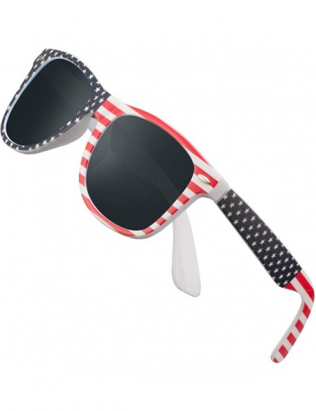 Wrap Polarized Sunglasses for Men Retro - Polarized Retro Sunglasses for Men FD2149 - 5.4-flag-black - CM18KQL8885 $18.08