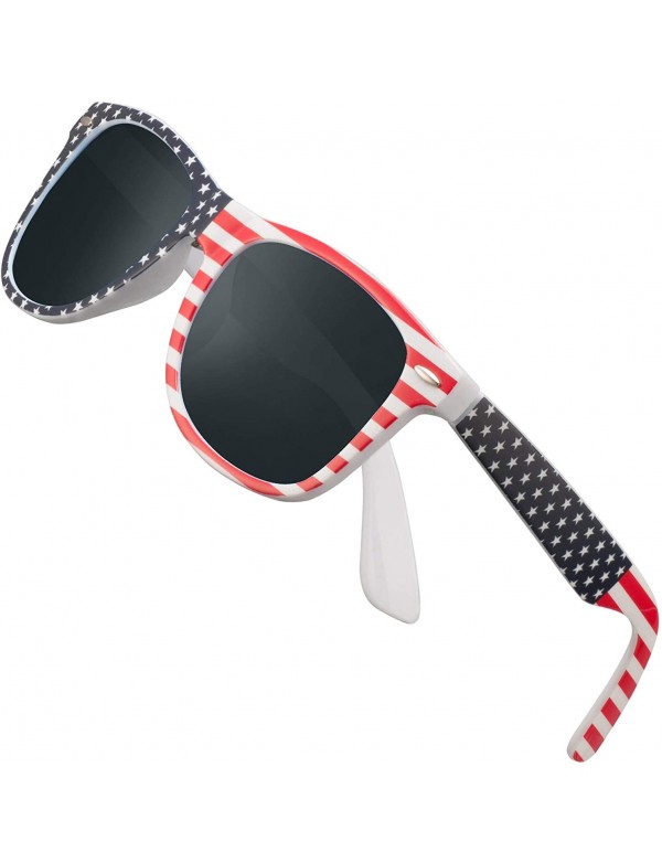 Wrap Polarized Sunglasses for Men Retro - Polarized Retro Sunglasses for Men FD2149 - 5.4-flag-black - CM18KQL8885 $7.47