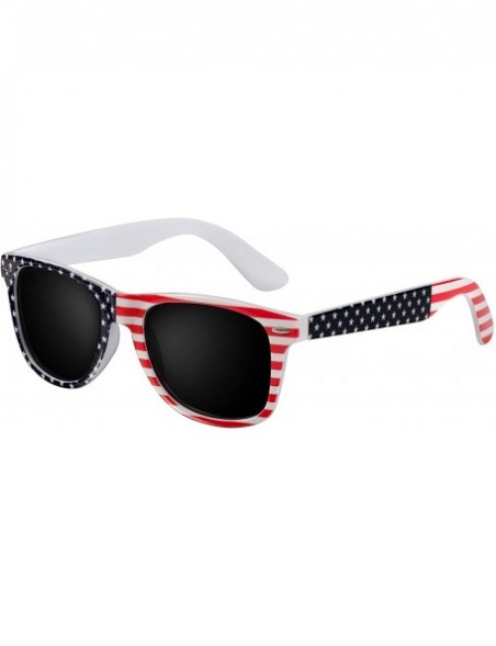 Wrap Polarized Sunglasses for Men Retro - Polarized Retro Sunglasses for Men FD2149 - 5.4-flag-black - CM18KQL8885 $7.47