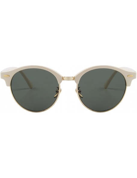 Wrap Polarized Sunglasses for Men Women Semi Rimless Retro Brand Sun Glasses S8054 - Beige&green - CU12NAYESN4 $10.37