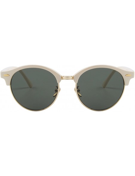 Wrap Polarized Sunglasses for Men Women Semi Rimless Retro Brand Sun Glasses S8054 - Beige&green - CU12NAYESN4 $10.37