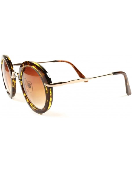 Round Stunning Tortoise Designer Stylish Vintage Retro Womens Round Sunglasses - C51802O2HXZ $24.02