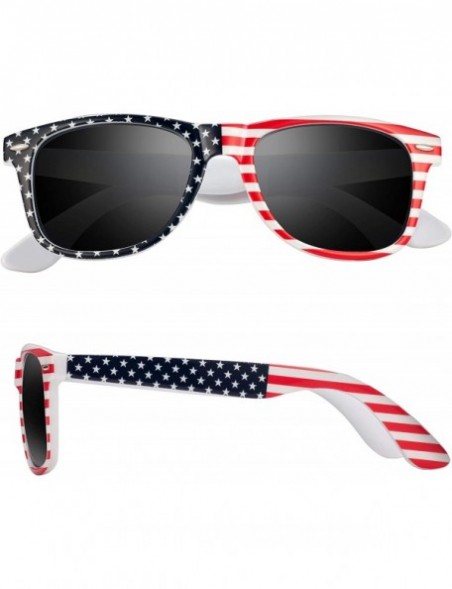 Wrap Polarized Sunglasses for Men Retro - Polarized Retro Sunglasses for Men FD2149 - 5.4-flag-black - CM18KQL8885 $7.47