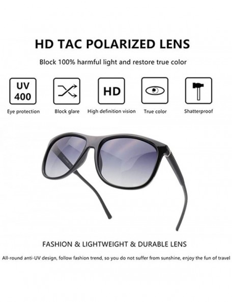 Rectangular Polarized Mens Sunglasses 100% UV Protection Outdoor - Shiny Black - CD18W68XMCG $22.04