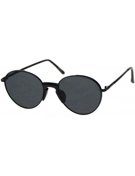 Oval Mens Hipster Vintage Plastic Nose Bridge Round Pilots Sunglasses - All Black - CI18S9GI590 $11.92