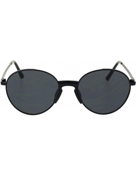 Oval Mens Hipster Vintage Plastic Nose Bridge Round Pilots Sunglasses - All Black - CI18S9GI590 $11.92