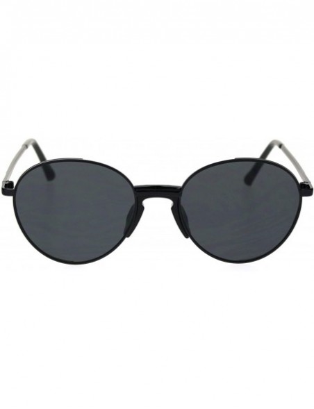 Oval Mens Hipster Vintage Plastic Nose Bridge Round Pilots Sunglasses - All Black - CI18S9GI590 $11.92