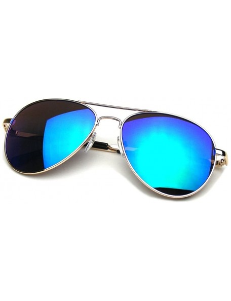 Aviator Aviator Sunglasses Vintage Mirror Lens New Men Women Fashion Frame Retro Pilot - Spring Hinge - Gold - CE12OCEBG7R $9.64