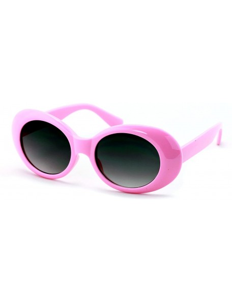 Round Vintage Sunglasses UV400 Bold Retro Oval Mod Thick Frame Sunglasses Clout Goggles with Gradient lens - Pink - CB187EULD...