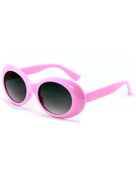 Round Vintage Sunglasses UV400 Bold Retro Oval Mod Thick Frame Sunglasses Clout Goggles with Gradient lens - Pink - CB187EULD...