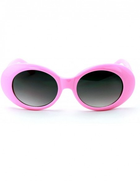 Round Vintage Sunglasses UV400 Bold Retro Oval Mod Thick Frame Sunglasses Clout Goggles with Gradient lens - Pink - CB187EULD...