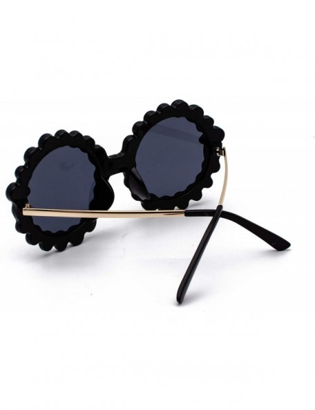 Oversized Women Big Rhinestone Sunglasses Oversized Round Flower Shape - Black - CF18SO68O95 $12.23