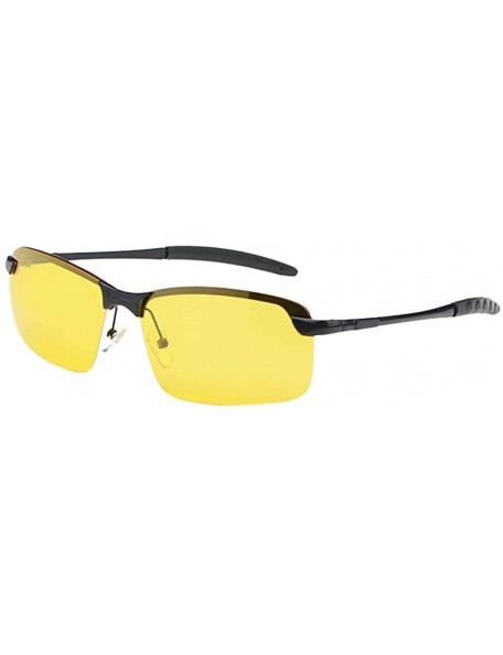 Rectangular Night Driving Polarized Glasses for Men Women Anti Glare Rainy Safe HD Night Vision Sunglasses - Black - CV18NMS6...