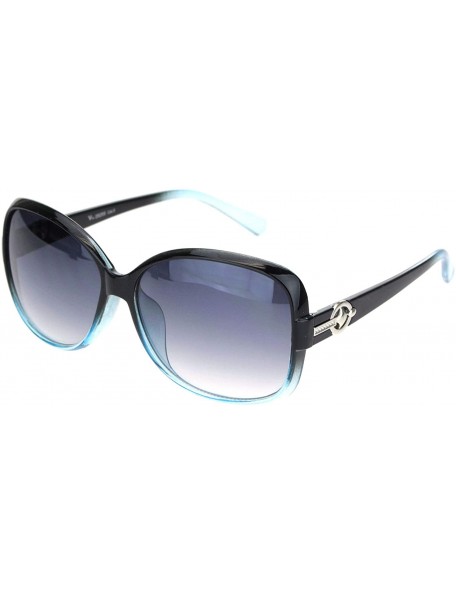 Butterfly Womens 90s Jewel Buckle Design Rectangular Butterfly Sunglasses - Black Blue Gradient Black - CB18NWSTLT4 $22.83