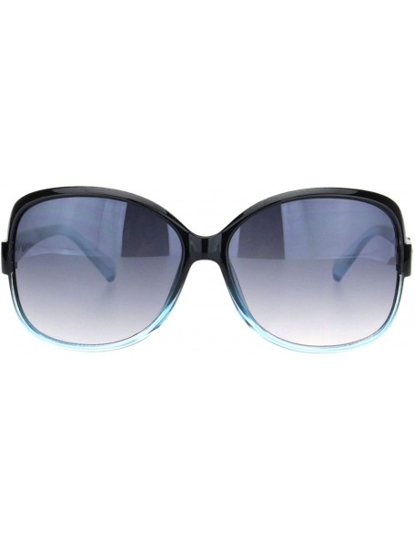Butterfly Womens 90s Jewel Buckle Design Rectangular Butterfly Sunglasses - Black Blue Gradient Black - CB18NWSTLT4 $15.01